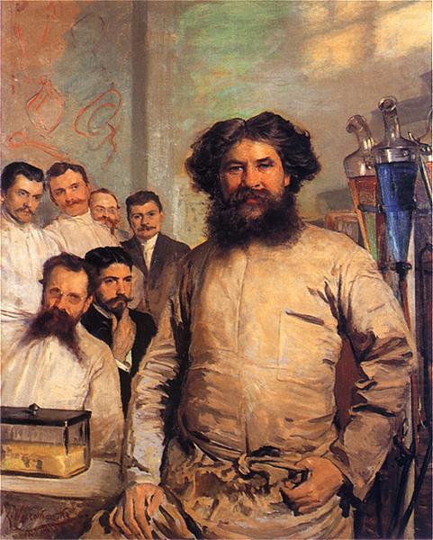 Portrait of Ludwik Rydygier with his assistants., Leon Wyczolkowski